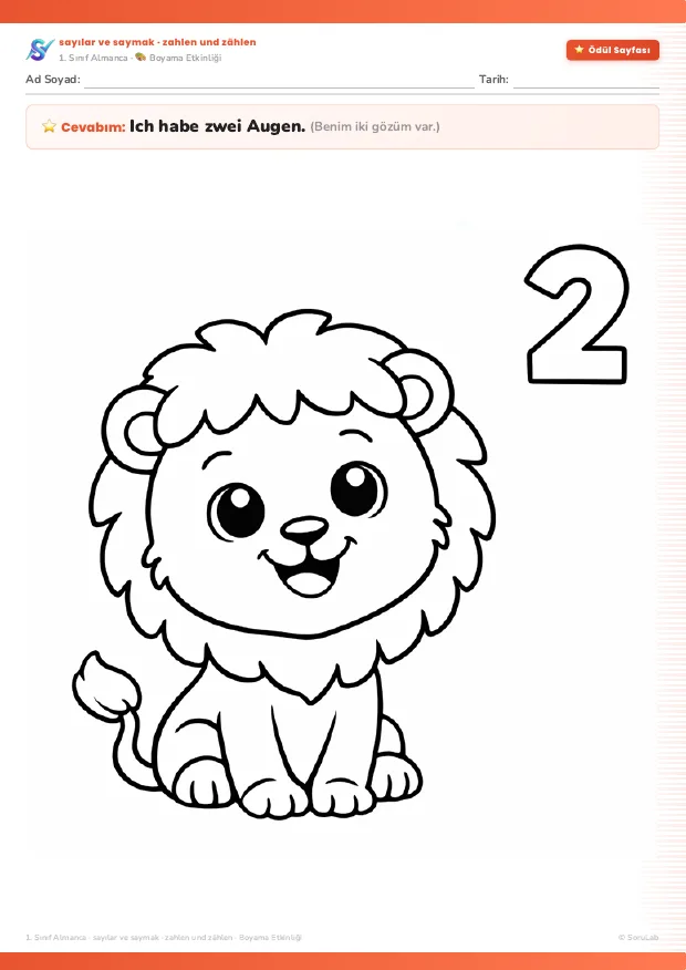 Aslan — der Löwe Almanca boyama sayfası önizleme