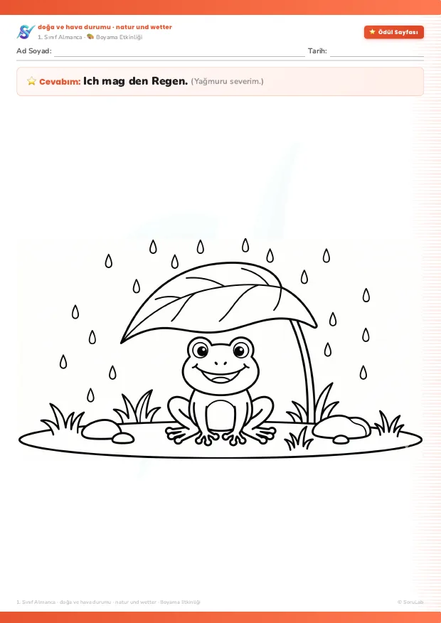 Kurbağa — der Frosch Almanca boyama sayfası önizleme