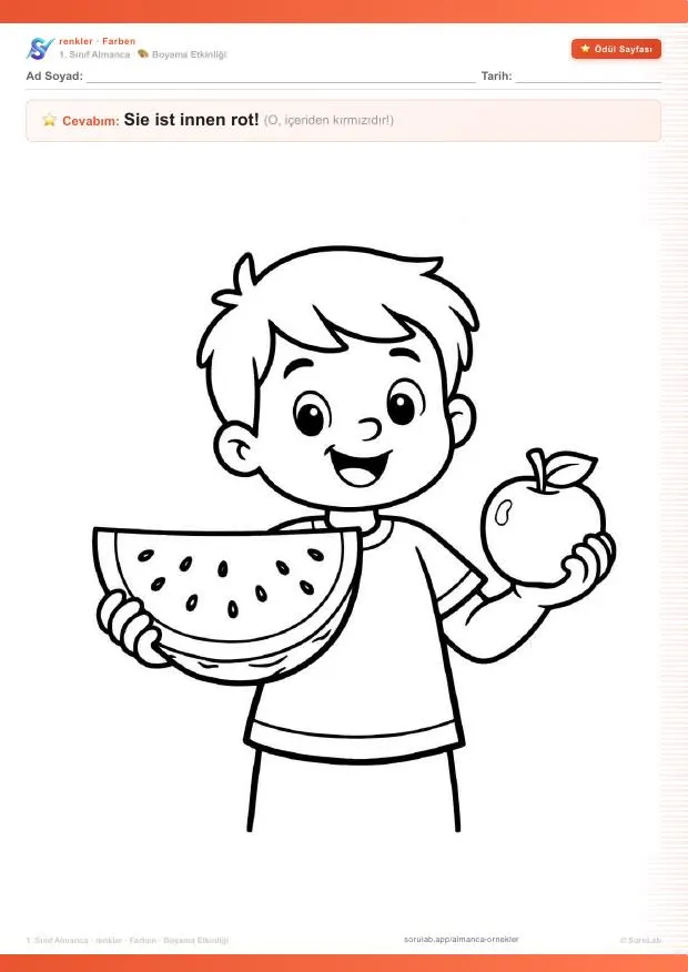 Karpuz — die Wassermelone Almanca boyama sayfası önizleme